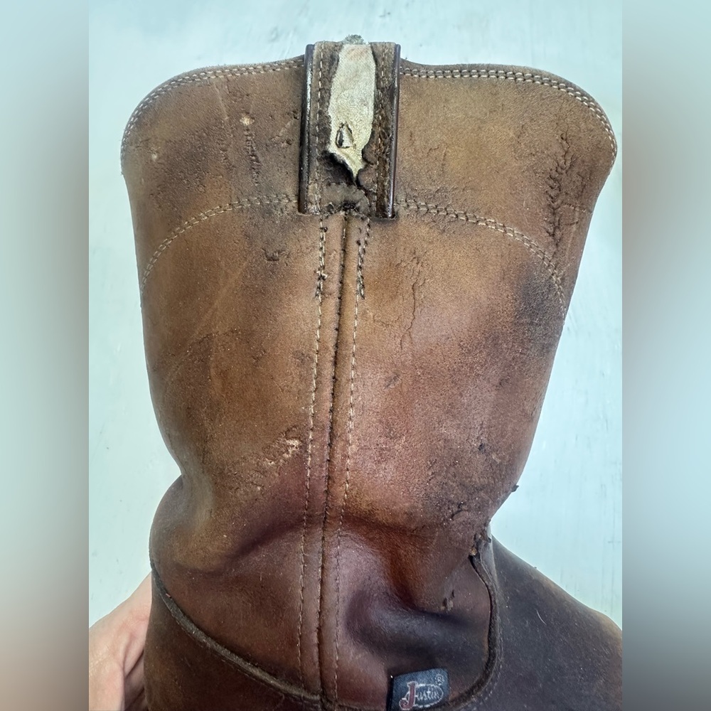 Justin Roper Boots Mens 9D Brown Leather Work Style 4760 USA Oil Resistant - Picture 9 of 16